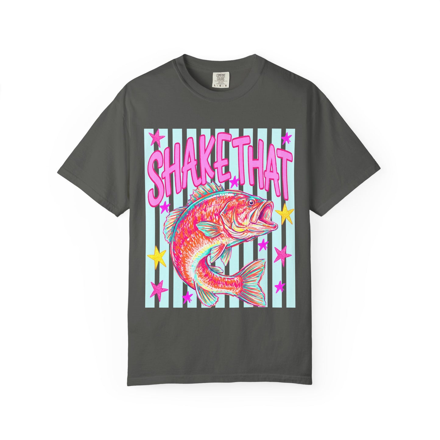 Shake That Fish T-Shirt — Neon Retro Fishing Graphic Tee