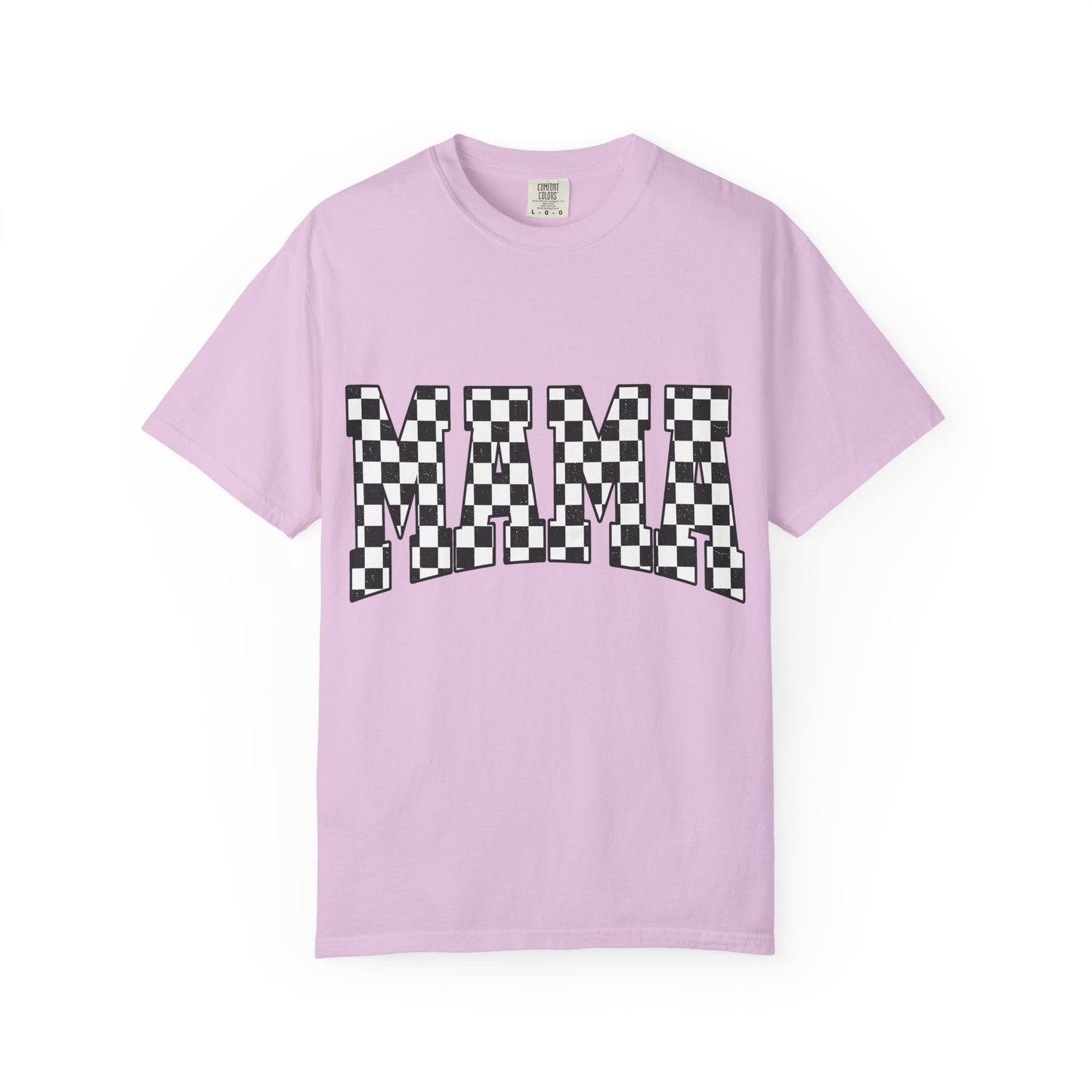 Mama Checkered Graphic Tee — Retro Black & White Mama T-Shirt