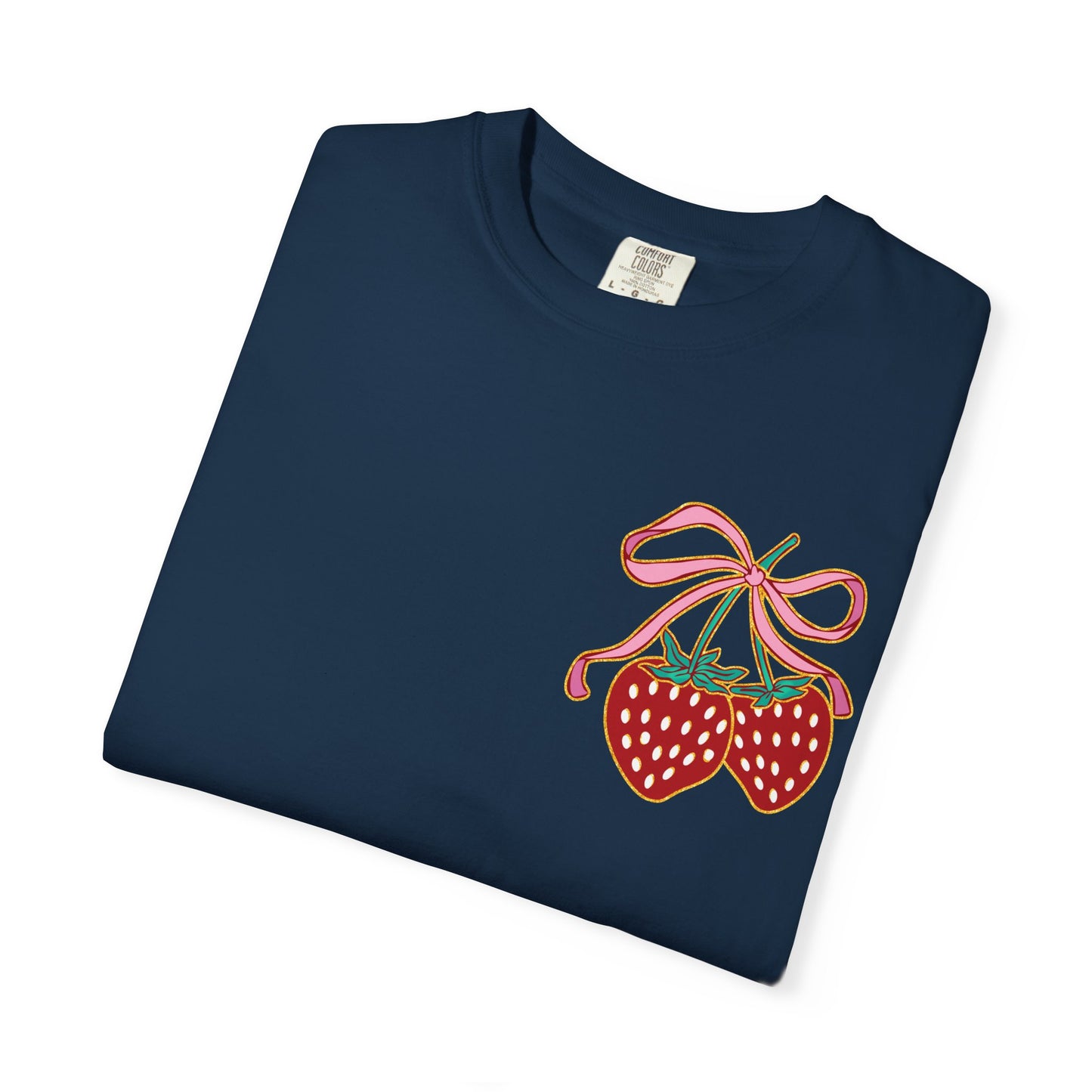 Strawberry Patch Graphic T-Shirt — Cute Ribbon & Flower Fruit Tee