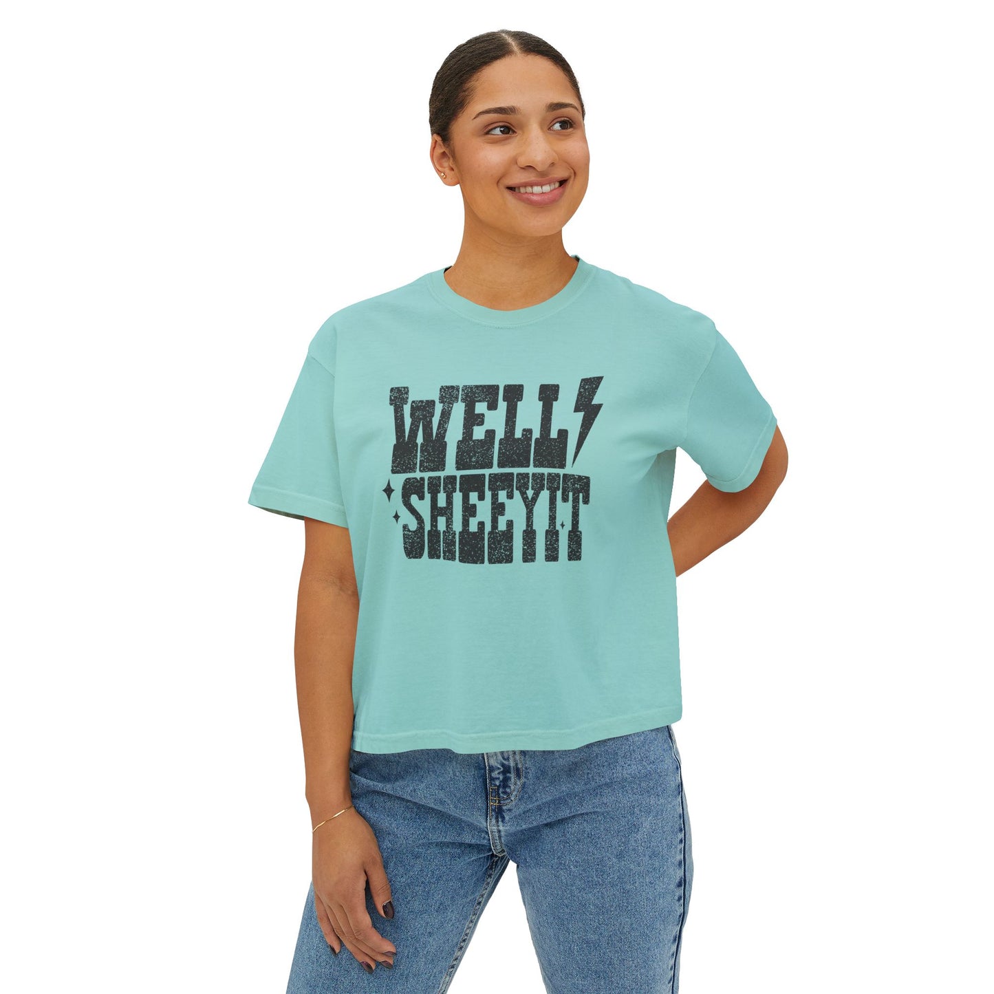 Well Sheeyit Boxy Tee — Funny Retro Western Graphic Shirt