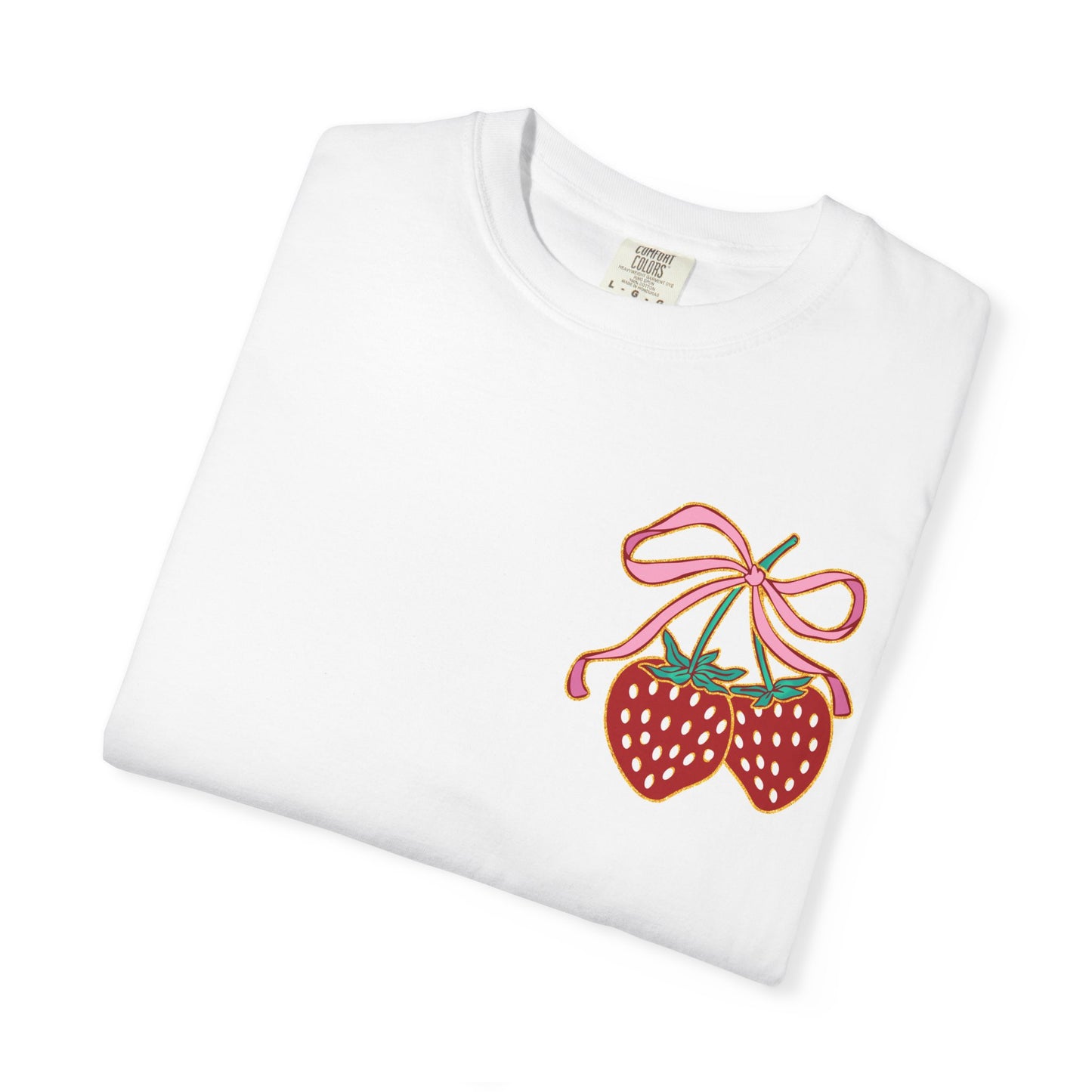 Strawberry Patch Graphic T-Shirt — Cute Ribbon & Flower Fruit Tee
