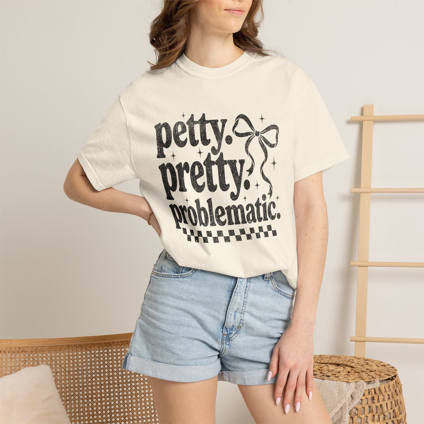 Petty Pretty Problematic T-Shirt — Funny Retro Feminine Graphic Tee