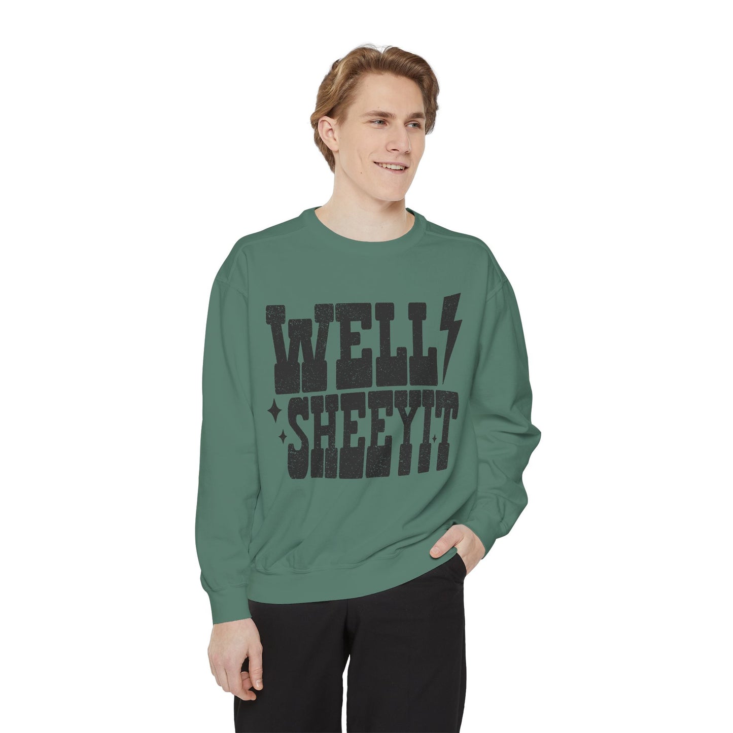 Well Sheeyit Sweatshirt — Retro Distressed Graphic Crewneck