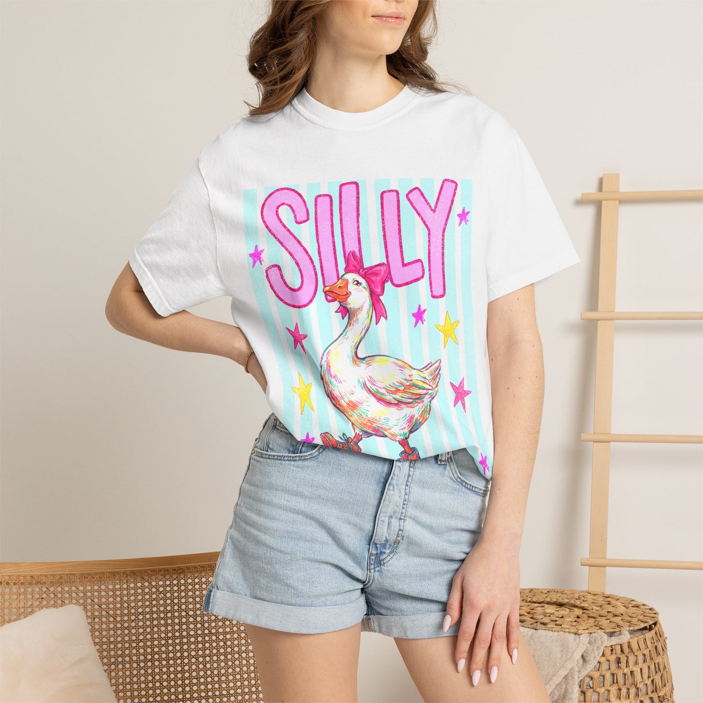 Silly Goose T-Shirt – Cute Retro Duck in Rain Boots Graphic Tee