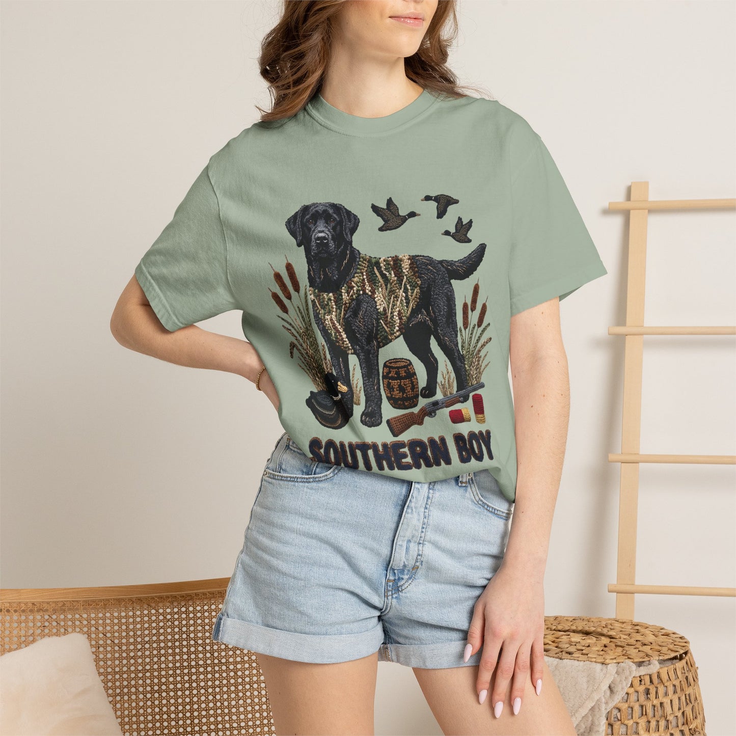 Southern Boy Hunting Dog T-Shirt — Black Lab, Duck Hunting Graphic Tee
