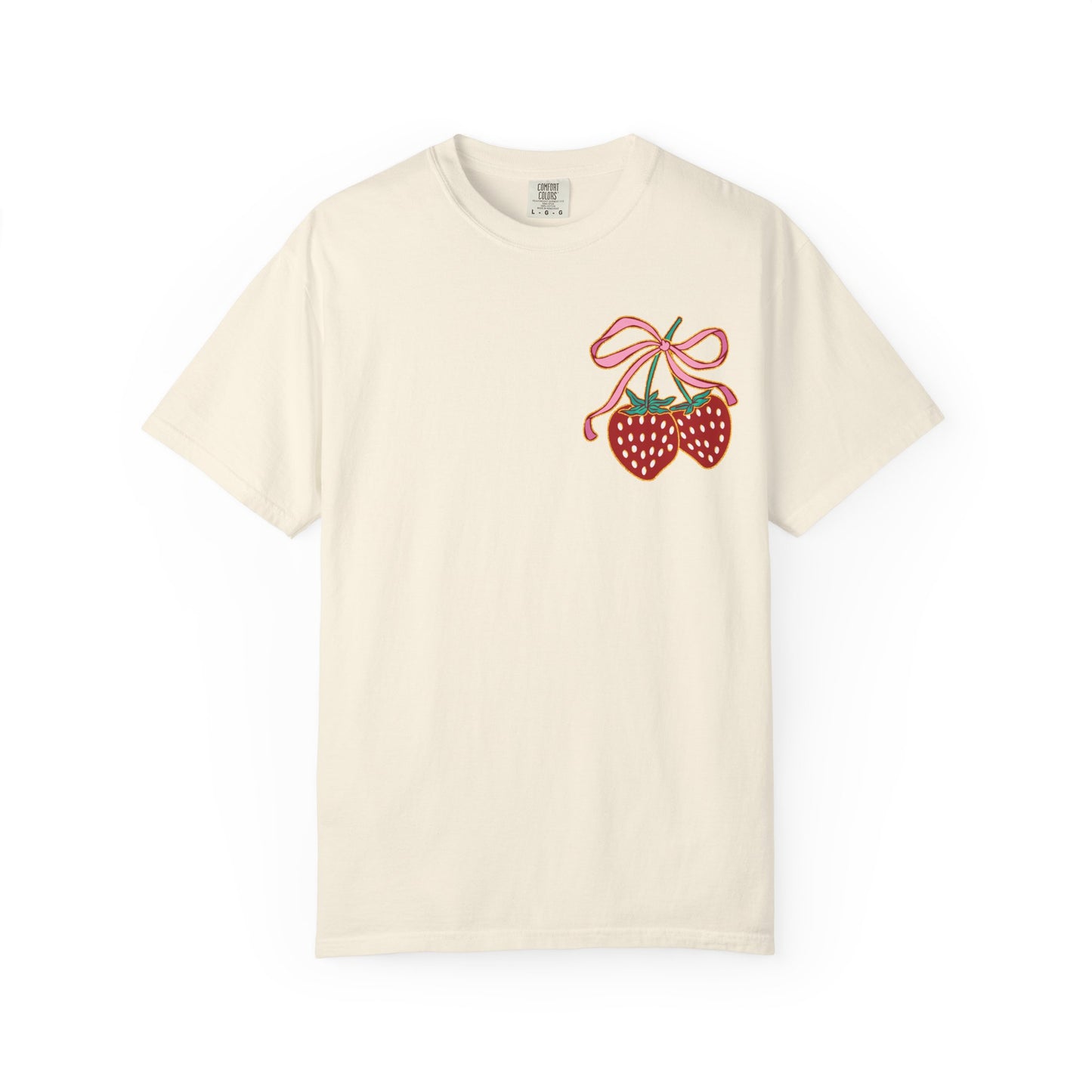 Strawberry Patch Graphic T-Shirt — Cute Ribbon & Flower Fruit Tee