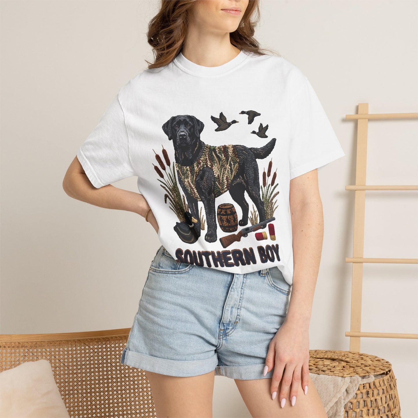 Southern Boy Hunting Dog T-Shirt — Black Lab, Duck Hunting Graphic Tee
