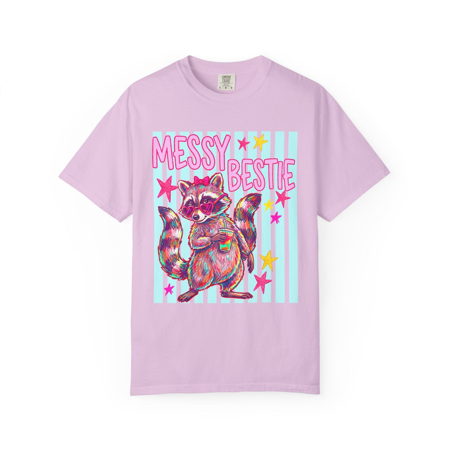 Messy Bestie Raccoon T-Shirt — Cute Colorful Graphic Tee for Friends & Gifts