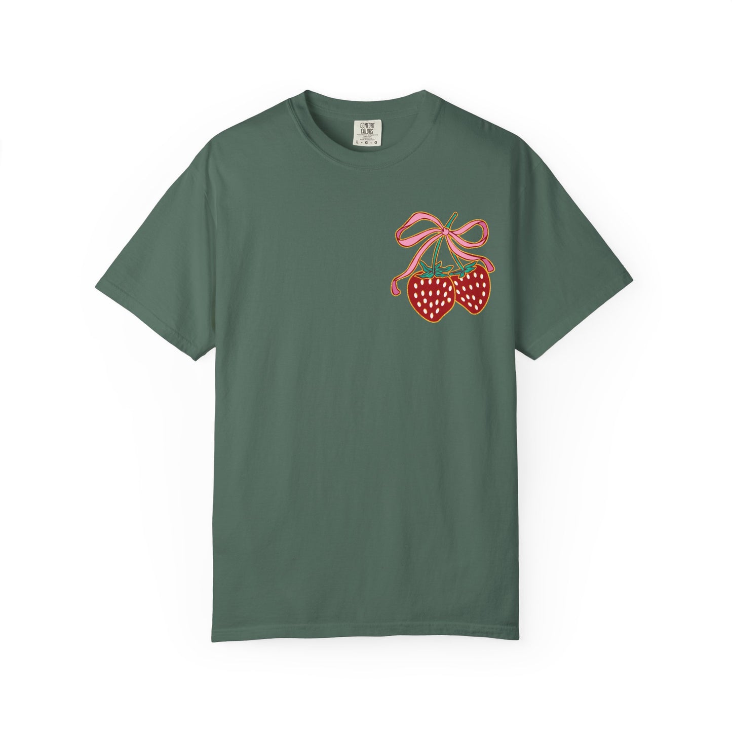 Strawberry Patch Graphic T-Shirt — Cute Ribbon & Flower Fruit Tee