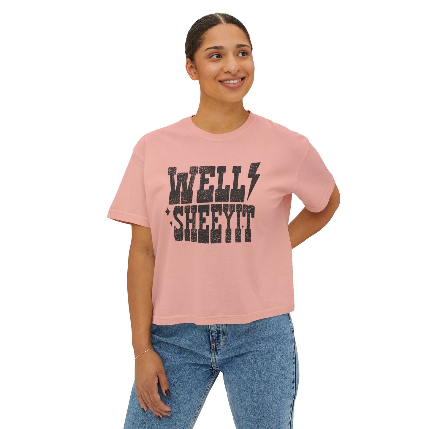 Well Sheeyit Boxy Tee — Funny Retro Western Graphic Shirt