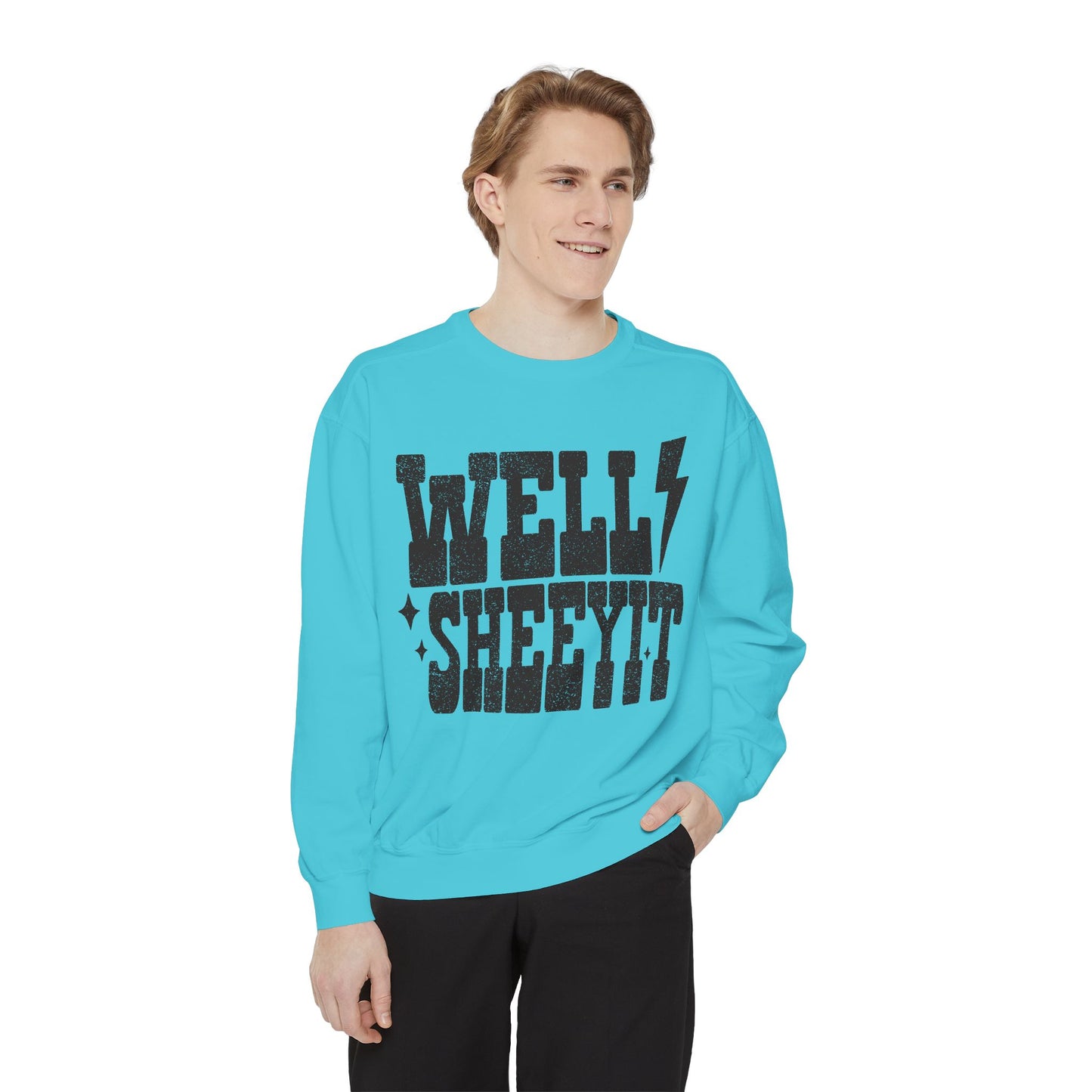 Well Sheeyit Sweatshirt — Retro Distressed Graphic Crewneck