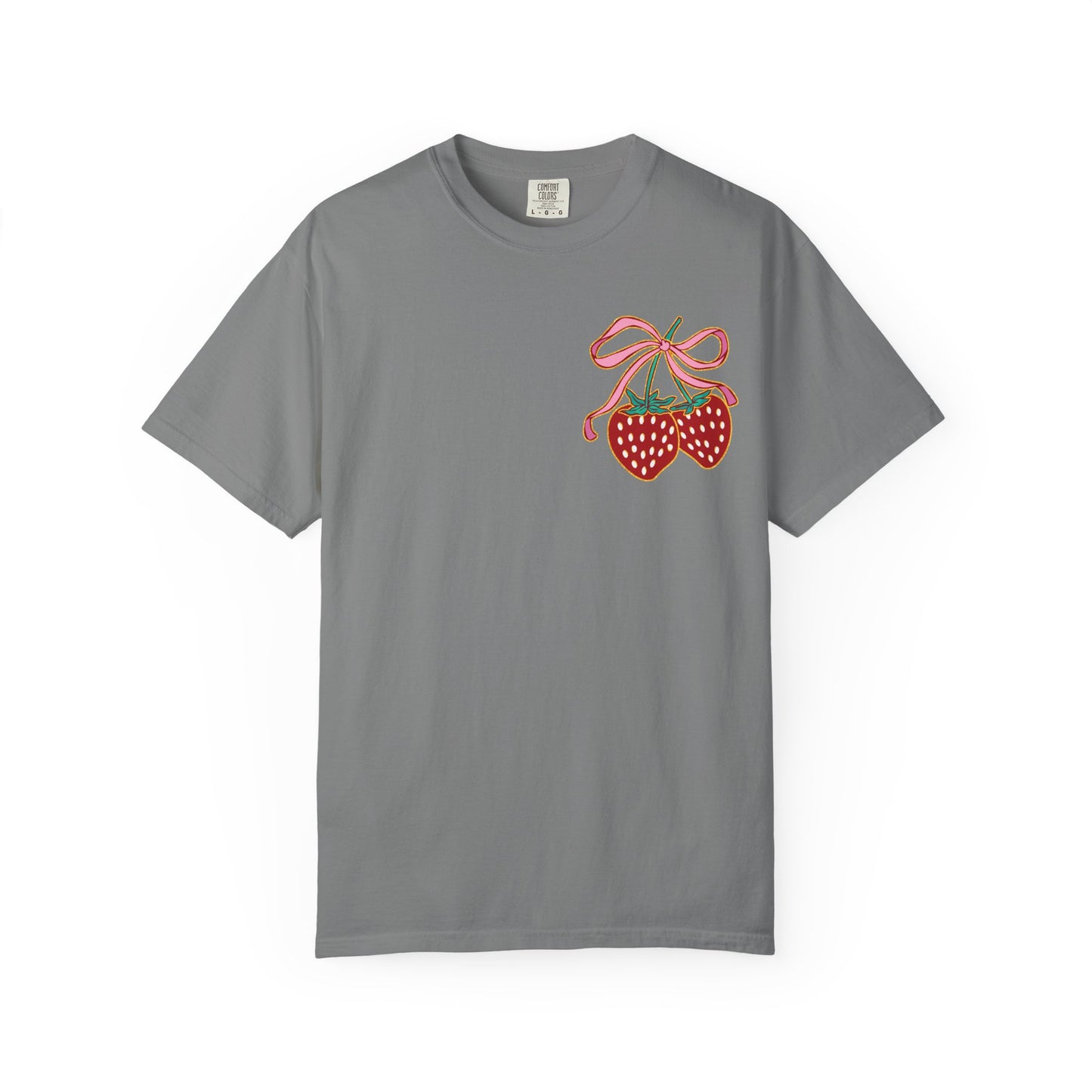 Strawberry Patch Graphic T-Shirt — Cute Ribbon & Flower Fruit Tee