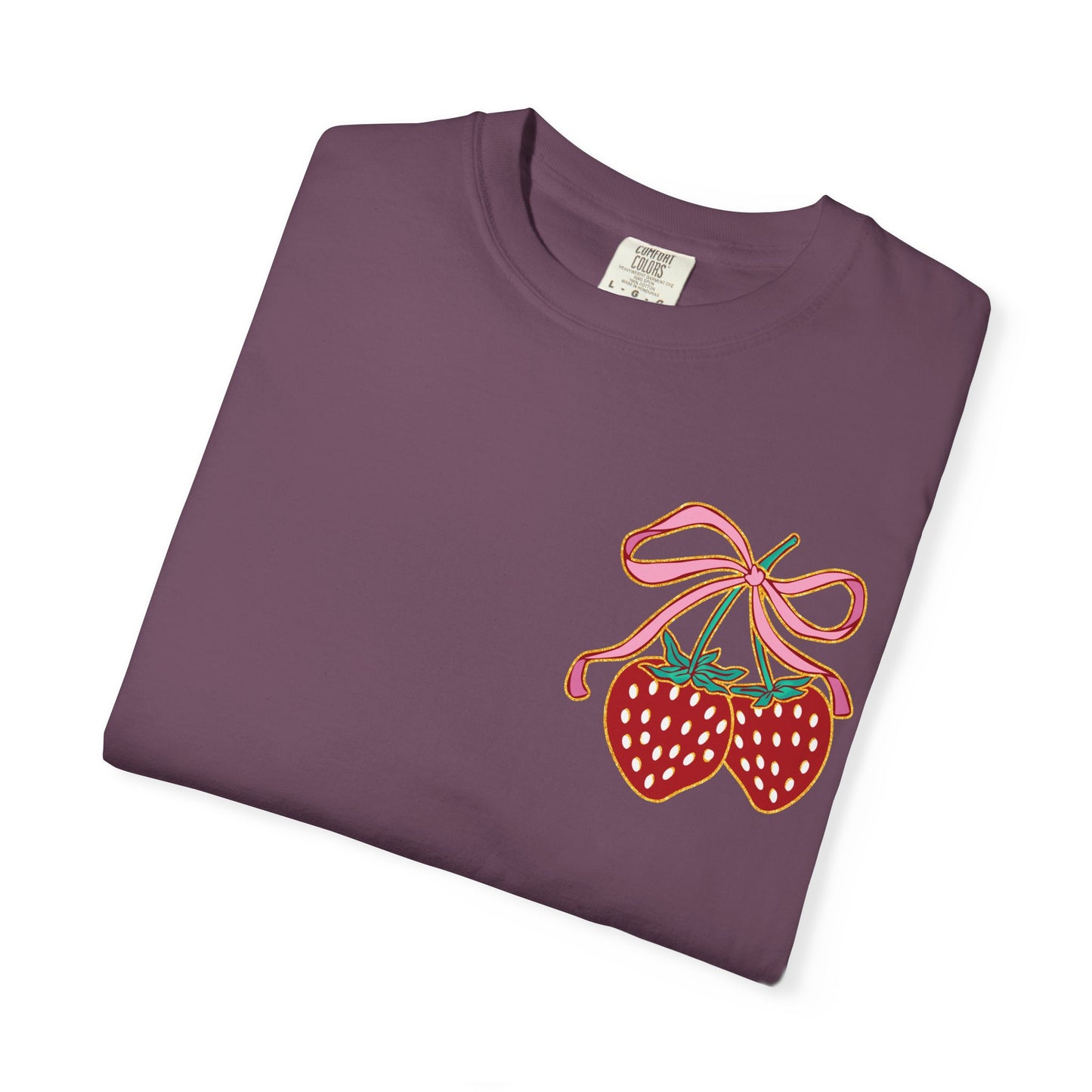Strawberry Patch Graphic T-Shirt — Cute Ribbon & Flower Fruit Tee