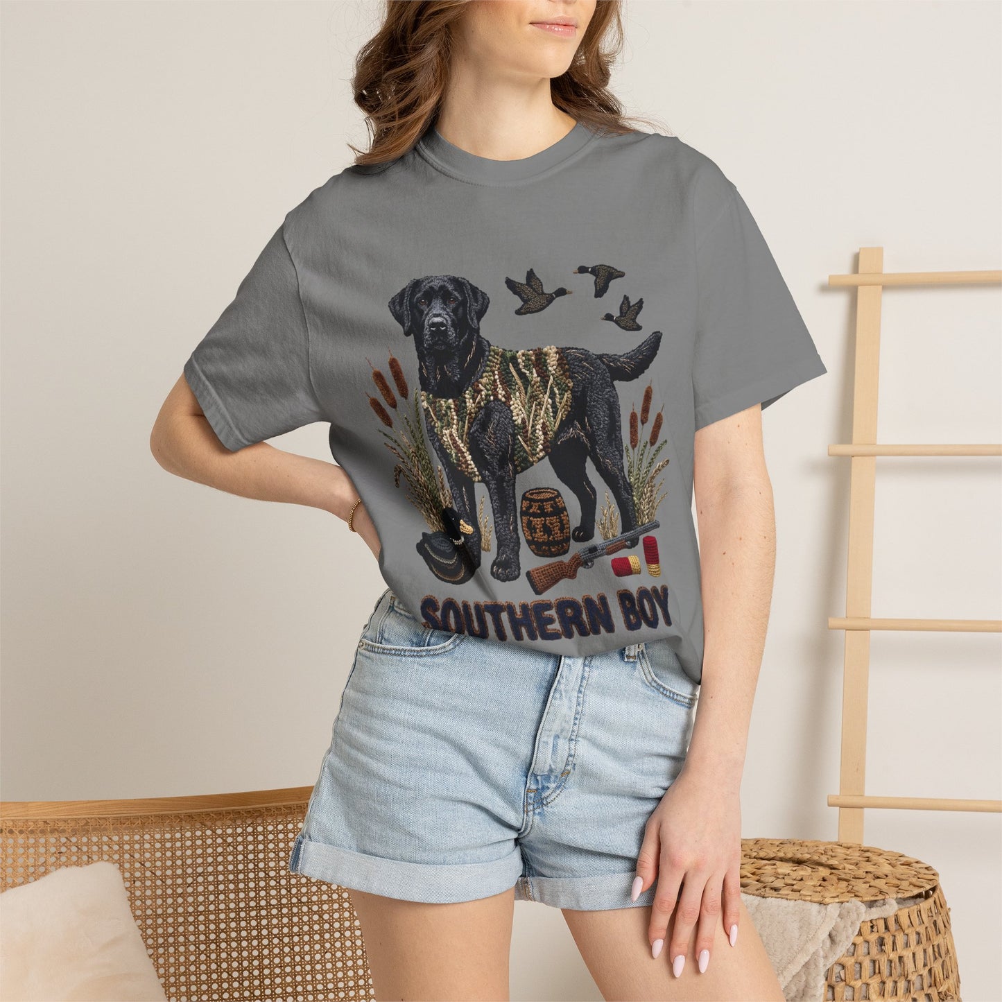 Southern Boy Hunting Dog T-Shirt — Black Lab, Duck Hunting Graphic Tee