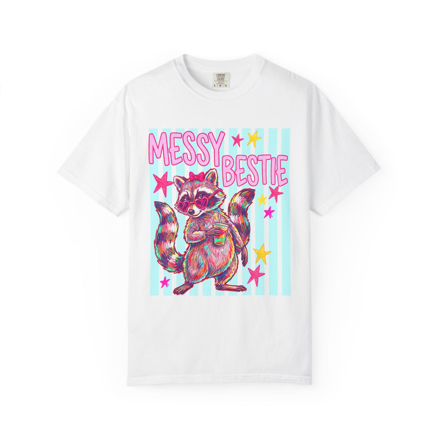 Messy Bestie Raccoon T-Shirt — Cute Colorful Graphic Tee for Friends & Gifts