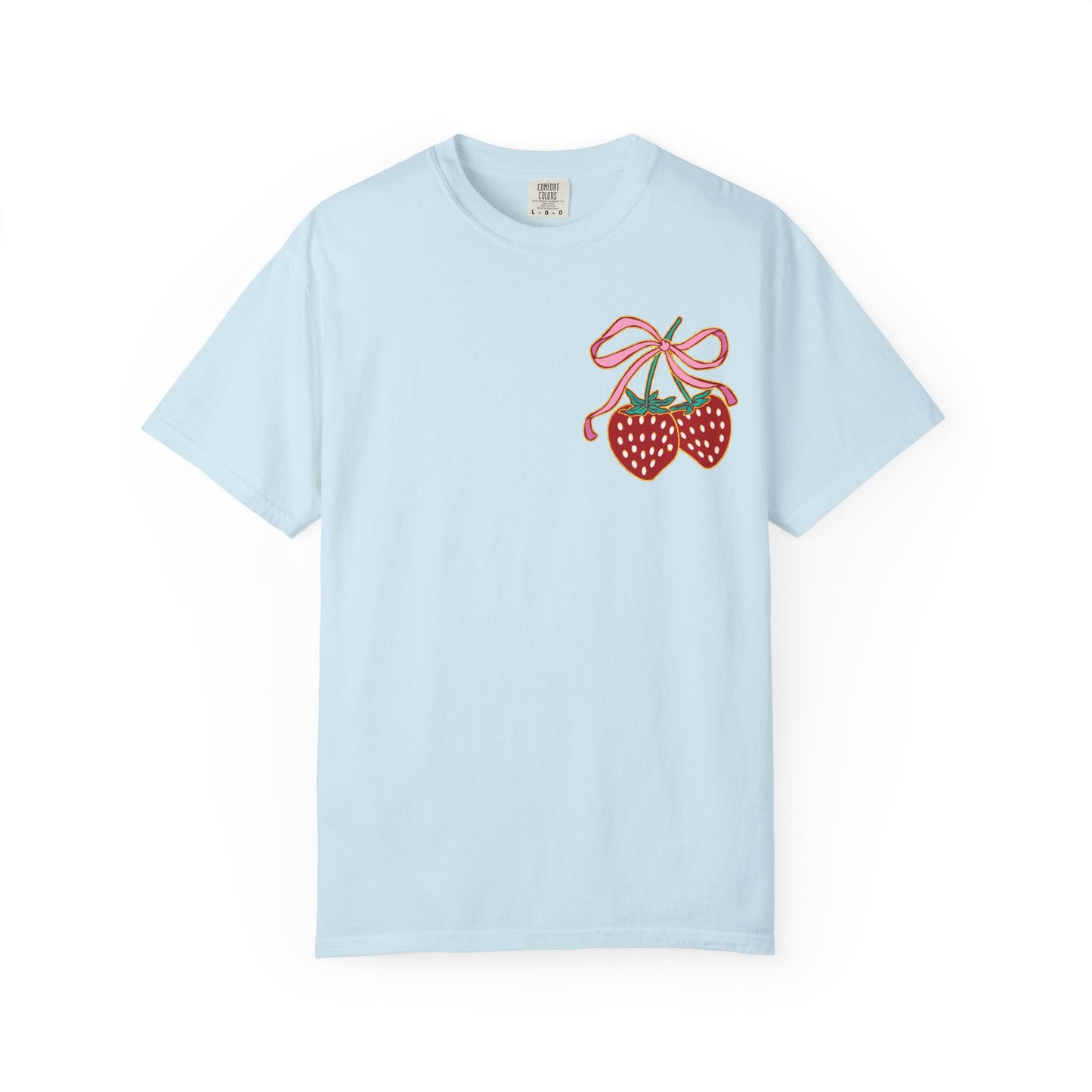 Strawberry Patch Graphic T-Shirt — Cute Ribbon & Flower Fruit Tee