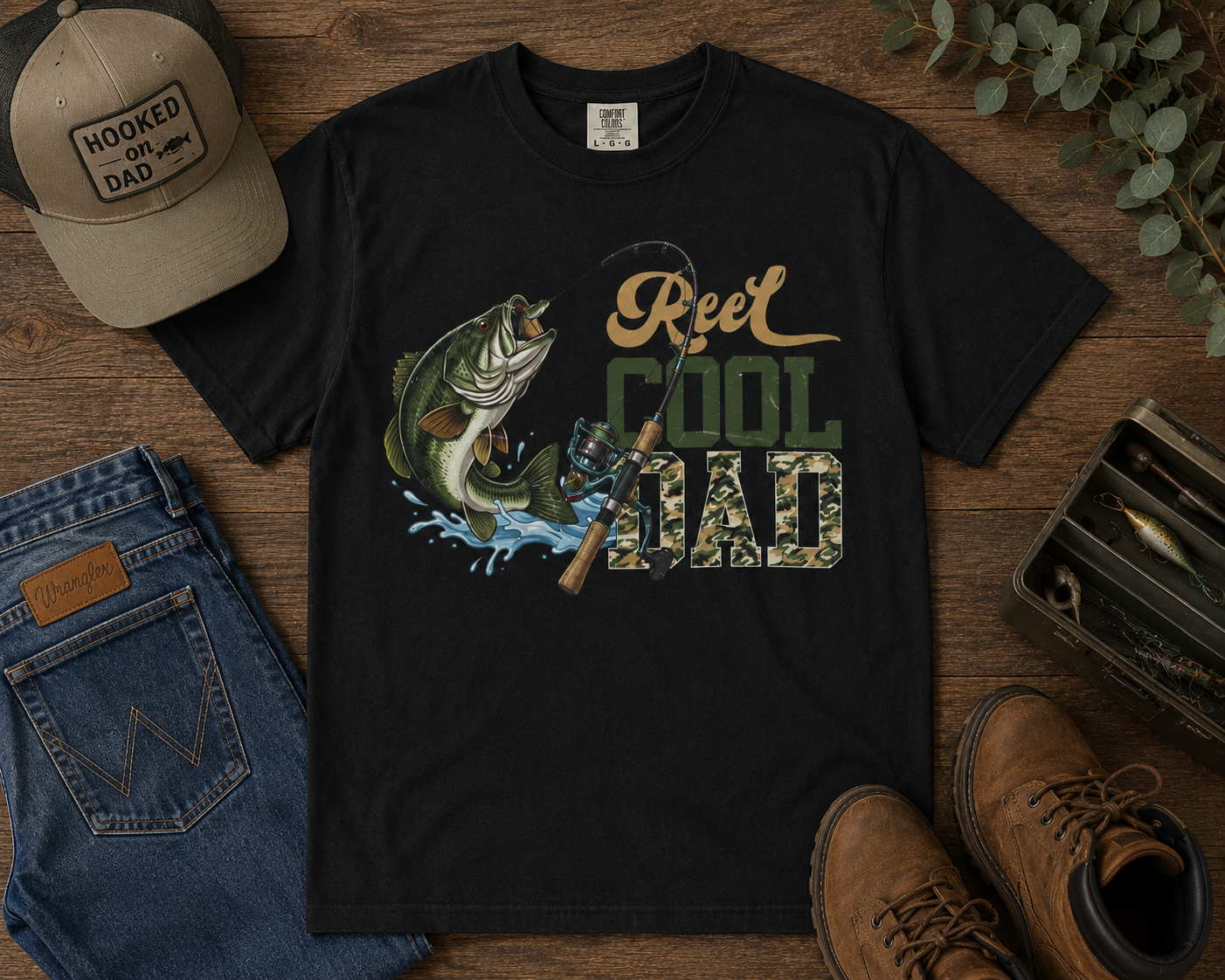 Reel Cool Dad Fishing T-Shirt — Bass Angler Gift for Fathers Day