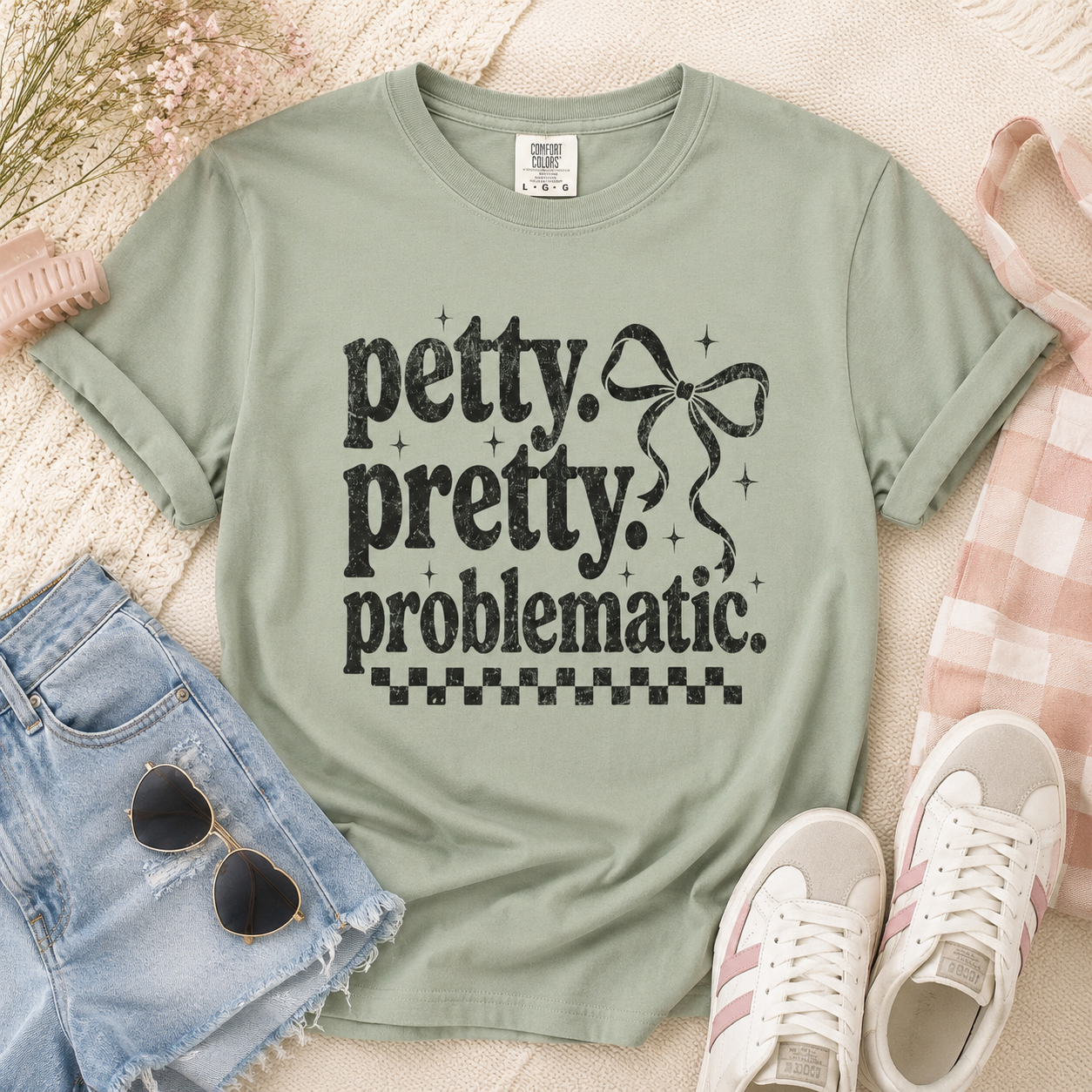 Petty Pretty Problematic T-Shirt — Funny Retro Feminine Graphic Tee