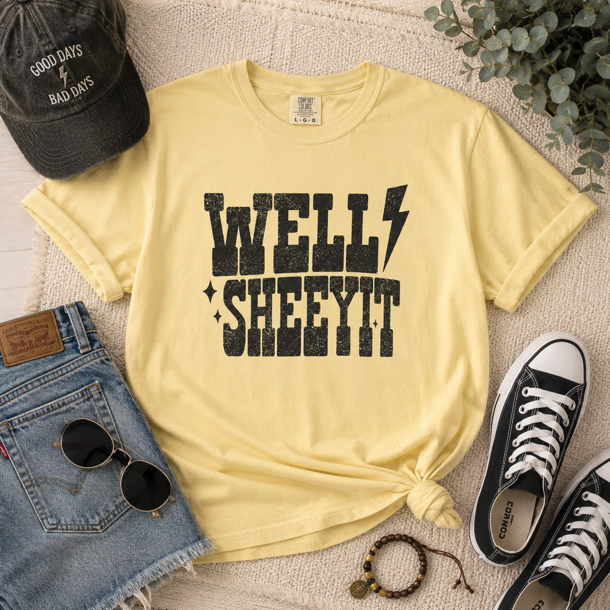 Well Sheeyit Boxy Tee — Funny Retro Western Graphic Shirt